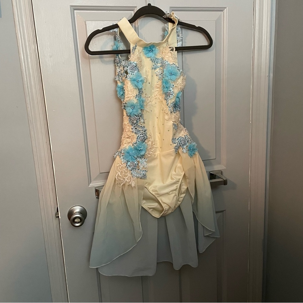 Glamour Costume Yellow/Blue Ombré Dress Adult Small size